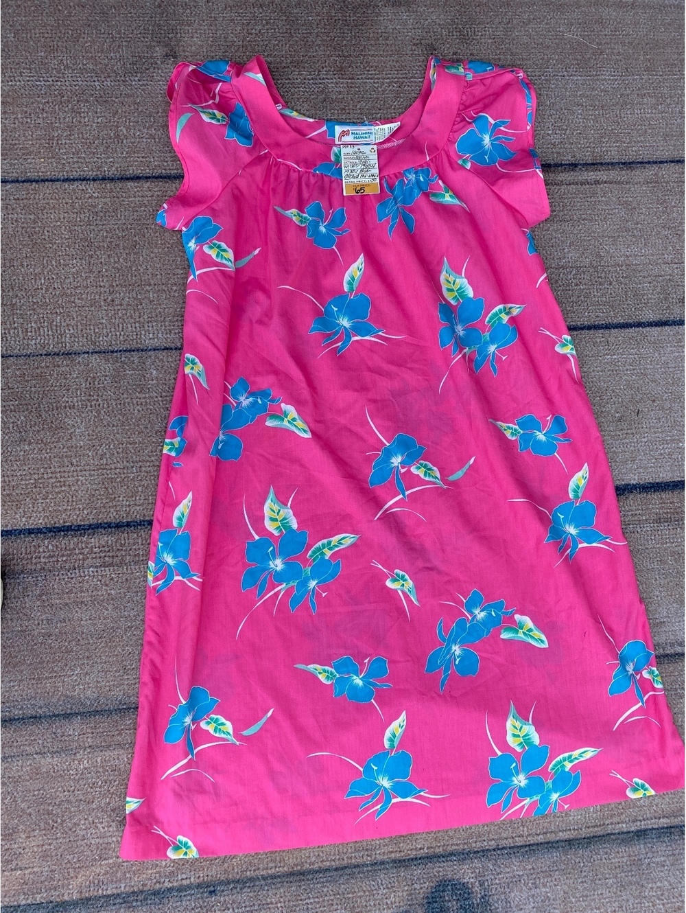 Vintage Malihini midcentury 60's Honolulu Hawaii Maxi MuuMuu bright tropical Lg